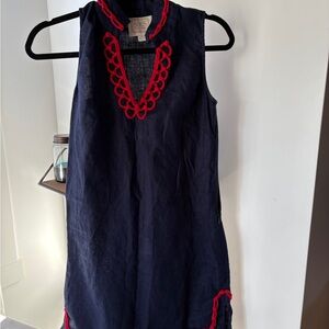 Sail to Sable Navy Dress with Red Accents